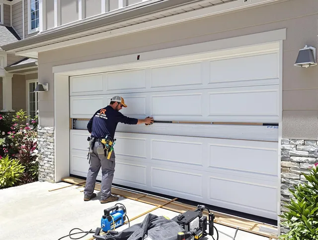 Bluffton Garage Door Repair team performing complete garage door replacement at Bluffton residence