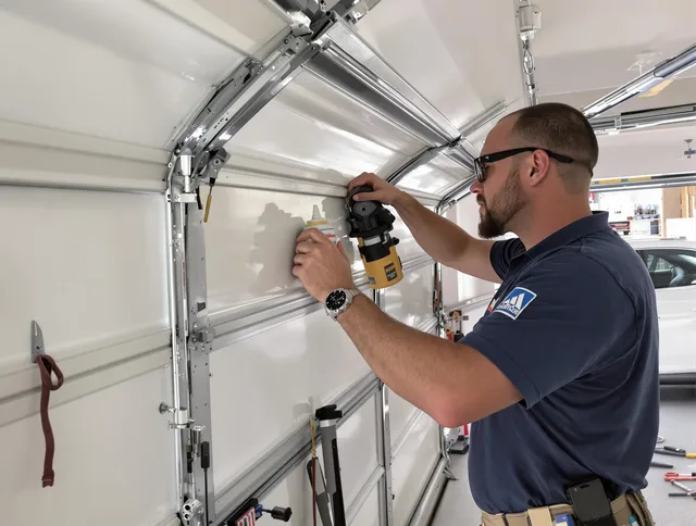 Bluffton Garage Door Repair technician quieting a noisy garage door in Bluffton
