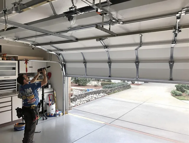 Garage door track repair service by Bluffton Garage Door Repair in Bluffton